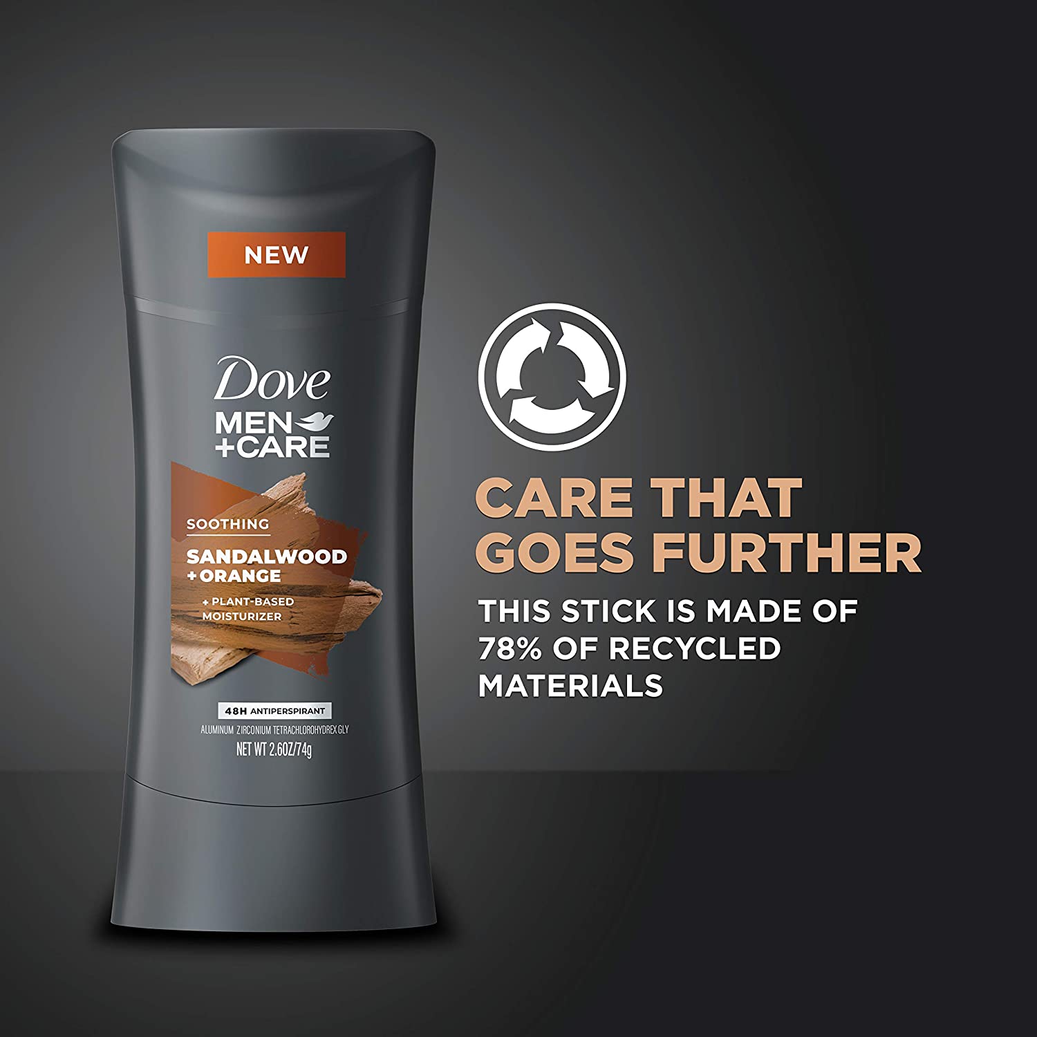 DOVE MEN + CARE Antiperspirant Deodorant Natural Inspired Sandalwood + Orange Antiperspirant for Men, 2.6 Ounce (Pack of 4) - Image 6